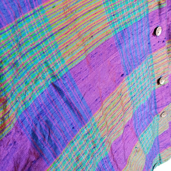 Vintage Chico's Design Shirt Blouse Slubbed Silk Holographic Shimmery size 3/ XL - Picture 13 of 13